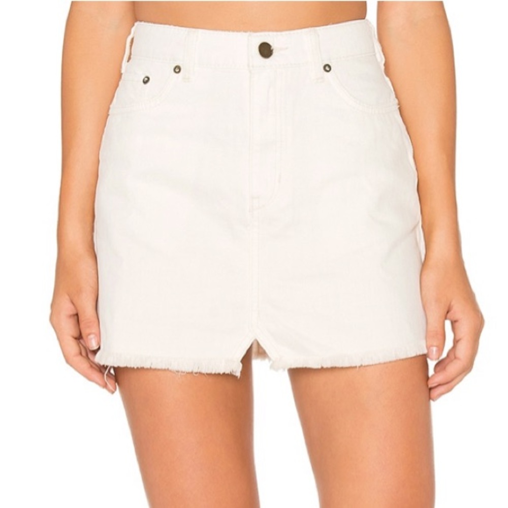 Free People Step Up Denim Mini Skirt in Ivory 🍦‎